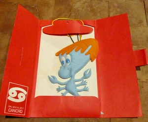Vintage 1968 Lenci Italy Cancer/Cancro Birthday Card Hanging Crab Display Only - Picture 1 of 7