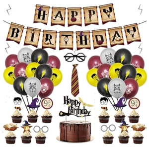 HARRY POTTER Birthday Decoration Kit Wizard Glasses Balloon Banner Tattoos, Tie - Picture 1 of 6