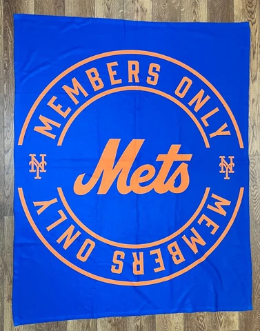 NEW: NY Mets MLB team "Members Only" fleece blanket 48" x 60" Cover