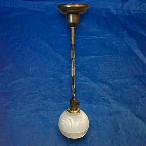 Wired Single Brass Pendant Light Fixture With rare globe 72E Cover