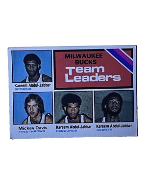 1975-76 Topps Milwaukee Bucks Team Leaders #126 Kareem Abdul-Jabbar NR-MINT- - Image 1 of 4