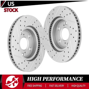 Front Drilled & Slotted Disc Brake Rotors For Scion XB Toyota Prius-V RAV4 - Picture 1 of 7