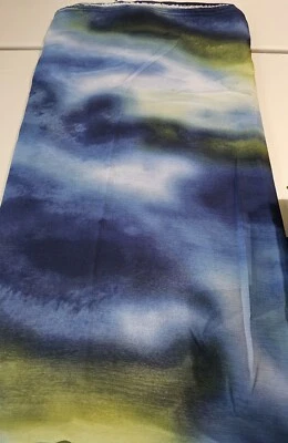 Tejido Semi Transparente Azul y Verde Tie Dye Poliéster Tejido 60" Ancho POR YARDA  Foto 1 de 4