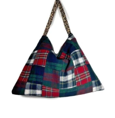 Тартан клетку сумка с короткими ручками лоскутное одеяло Hobo сумка лоскутное одеяло Дамская сумка Tartan клетку сумочки - Изображение 1 из 4