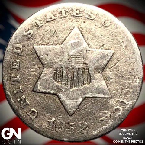 1852 3 Cent Silver Piece  Q4807 Cover