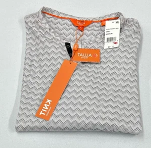 Tallia Men's Slim-Fit Stretch Textured Chevron-Print Long-Sleeve Henley, Gray, M - Picture 1 of 3