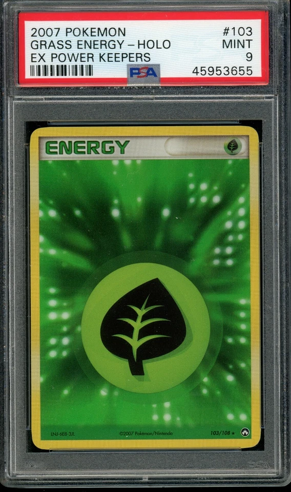 2007 PSA 9 Graded Pokemon EX Power Keepers Grass Energy Holo 103/108 English - Image 1 of 1
