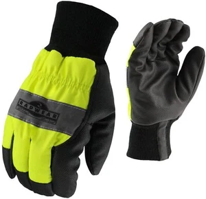 HIGH VISIBILITY WATERPROOF THERMAL LINED INSULATED WARM WINTER WORK GLOVES LARGE - Picture 1 of 2