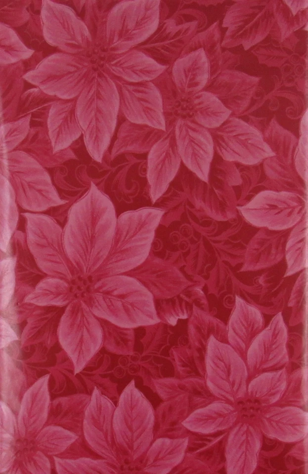 Poinsettias and Holly with Berries Vinyl Flannel Back Tablecloth Var Color/Size - Image 1 of 1