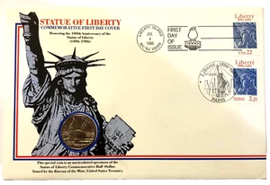 1986 Statue of Liberty Half Dollar Commemorative PNC Dual Cancelled Paris NYC - Picture 1 of 6