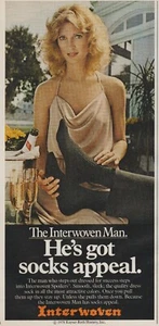 1979 Interwoven Socks - Sexy Lady Silk Dress, Man Feet On Lap - Print Ad Photo - Picture 1 of 2
