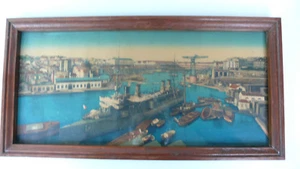 PHOTO MARINE BREST PORT DE GUERRE VU DU CHATEAU 52 X 26 cm BON ÉTAT - Imagen 1 de 6