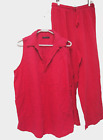 For Cynthia Womens XL Linen 2-Piece Set Fuschia Pink Tank Top & Pants Lagenlook