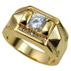 Women Gold Color Fake Diamond Mens Size 7 To 14 Size 5 To 12 Promise Ring Gift