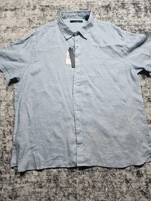 Perry Ellis Men's Short Sleeve Light Blue Linen Shirt Size XXL - Image 1 of 4