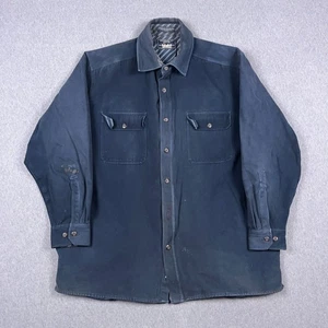 VTG Levis Shirt Jacket Mens XL Blue Chamois Lined Faded Distressed 90s - Picture 1 of 15