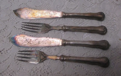 um 1885 Fischbesteck ( 4 Teile )  gemarkt - Bild 1 von 4