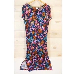 Soma Long Sleepshirt Size L Maxi Nightgown Soft Jersey Knit Tropical Floral - Picture 1 of 13