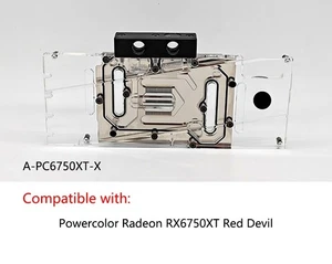 Bloque de agua GPU Granzon A-PC6750XT-X para PowerColor Radeon RX6750XT Red Devill - Imagen 1 de 8