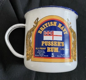 Pussers Rum British Navy Enamel Tin Mug Cup St John US Virgin Islands Vintage - Picture 1 of 6