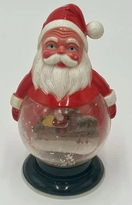 Vintage Kurt & Adler Weihnachtsmann Kunststoff Schneekugel Bauch mit Weihnachtsmann auf Schlitten  - Bild 1 von 6