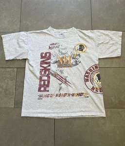 Vintage 1991 Salem Washington Redskins All Over Print NFL Football Tee Shirt XL - Picture 1 of 21