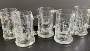 5 NAUTICAL ETCHED GLASSES Christopher Columbus Expedition Mug Santa Maria Glass - Picture 1 of 7