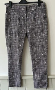 Jasper Conran Size 12 Navy/Black, Off White & Taupe Pattern Cropped Trousers - Picture 1 of 8