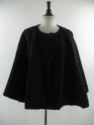 Capa para mujer PLUS 2X 3X de colección años 20 Art Deco negra imitación rizada piel de cordero de gran tamaño Foto 1 de 4