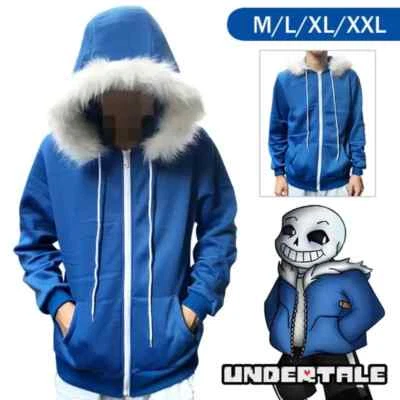 Undertale Sans Skeletons Cosplay Sudaderas con Capucha Azul Máscara Huesos Cos Abrigo Azul Foto 1 de 4