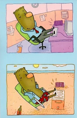 Funny RETIREMENT Card, by American Greetings, Good Luck, Comic, Beach, Office - Image 1 of 4