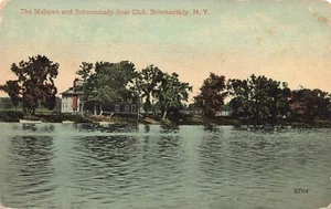 Postcard~Schenectady, New York, Mohawk & Schenectady Boat Club, Heavy Corner Cr. - Picture 1 of 2