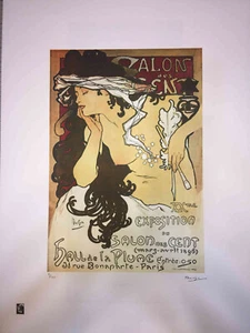 Alphonse Mucha off set lithograph cm 50x70 with certificate - signature on plate - Picture 1 of 9