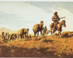 Frank McCarthy THE LONG TRAIL WEST Western Frontier Art Bookplate Print 15 - Picture 1 of 4