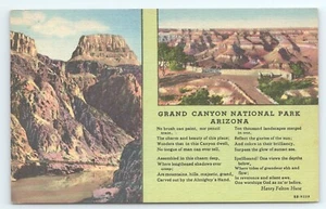 Postal Parque Nacional del Gran Cañón Arizona Henry Felton Huse Poema publicado 1958 - Imagen 1 de 2