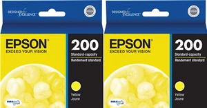 New Genuine Epson 200 Y 2PK Ink Cartridges Bag WorkForce WF-2520 WF-2530 - Picture 1 of 3