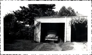 VTG Snapshot Photo Car Parked in Two Door Garage - Picture 1 of 1