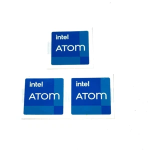 3 x autocollant étiquette logo Intel Atom pour ordinateur portable / ordinateur portable 18 mm x 18 mm - Photo 1/3