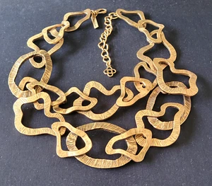 AUTHENTIC OSCAR DE LA RENTA LINK CHAIN GOLD TONE DESIGNER NECKLACE CHOKER - Picture 1 of 6