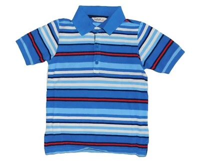 NWT BOYS size 6 SHADES OF BLUES & POPS of RED STRIPED  CLASSIC POLO SHIRT - Image 1 of 3