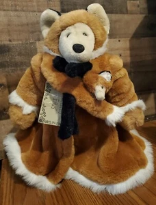 North American Bear Co Fabulous Fakes Bear 1986 Vtg Stuffed Plush W Fox Coat EUC - Picture 1 of 12