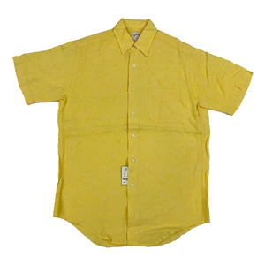 *DEFECTO MENOR* Camisa Brooks Brothers 346 de lino liso con botones - Amarilla - Talla S - Imagen 1 de 3