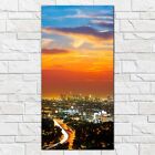 Wandbilder Glasbild Innenstadt La Nacht Los Angeles Skyline 50X100
