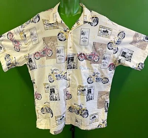 Motorrad Muster Vintage S/S bedrucktes Hemd Herren 2X-Large - Bild 1 von 6