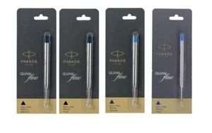 2 x Genuine Parker Ballpoint Pen Refill Quink Flow Medium Fine BLACK/BLUE Ink - Picture 1 of 11