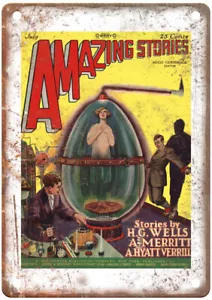 1927 Pulp Cover Amazing Stories v02 n04 Retro Look Reproduction Metal Sign J996 - Picture 1 of 2