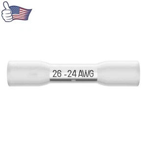 50PC 26-24AWG White Wire Butt Splice Connectors Heat Shrink Waterproof Terminals - Picture 1 of 4