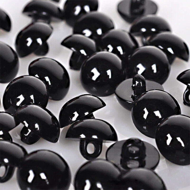 100x Plastic Black Shank Buttons For Toy Doll Eyes DIY Clothing Sewing Accessory - Image 1 of 4