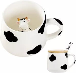 Cute ceramic cow mug with 3D cow and cow printed coffee cup. - Picture 1 of 9