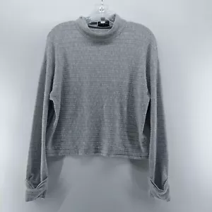 topshop sweater casual everyday crop mock neck long sleeve shirt gray size 6 - Picture 1 of 6